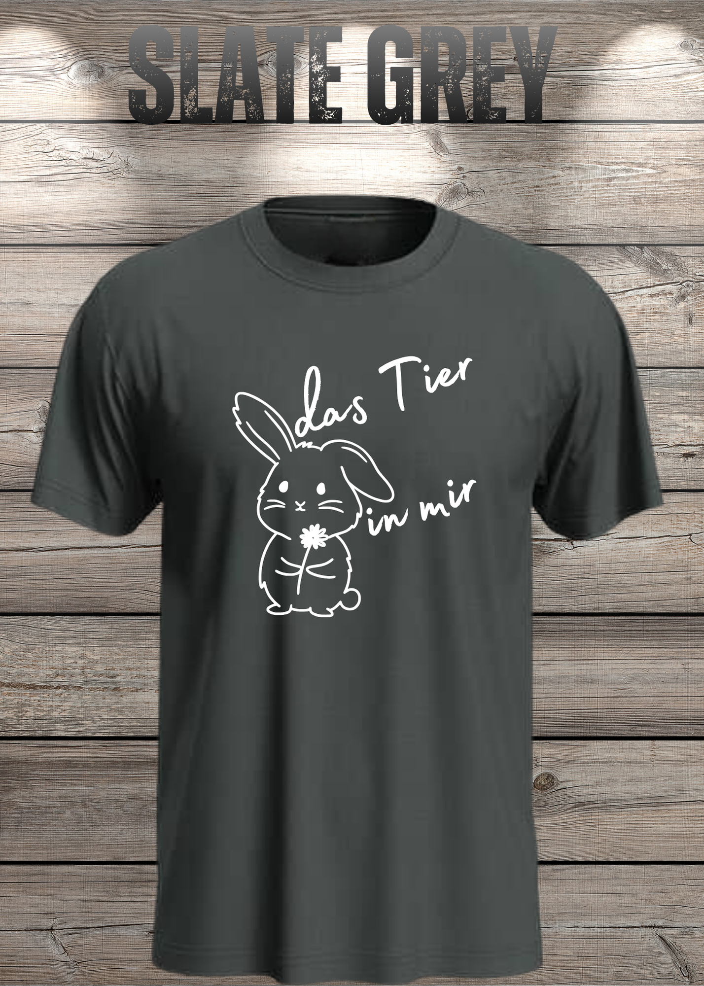 T-Shirt 'Das Tier in mir' - Witziges Spruch-Shirt mit süßem Hasen-Motiv