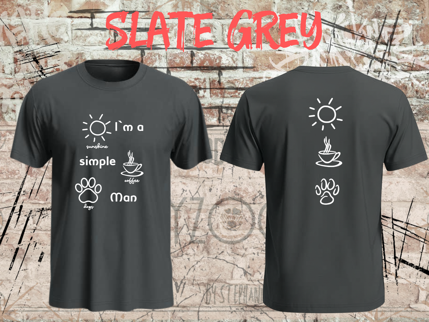 Herren T-Shirt I'm a simple Man Kaffee Sonnenschein Hunde Witziges Statement Shirt Lustiges Geschenk