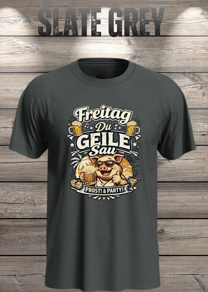 Freitag T-Shirt -Lustiger Spruch für Wochenende & Party / Wochenende in Slate Grey.