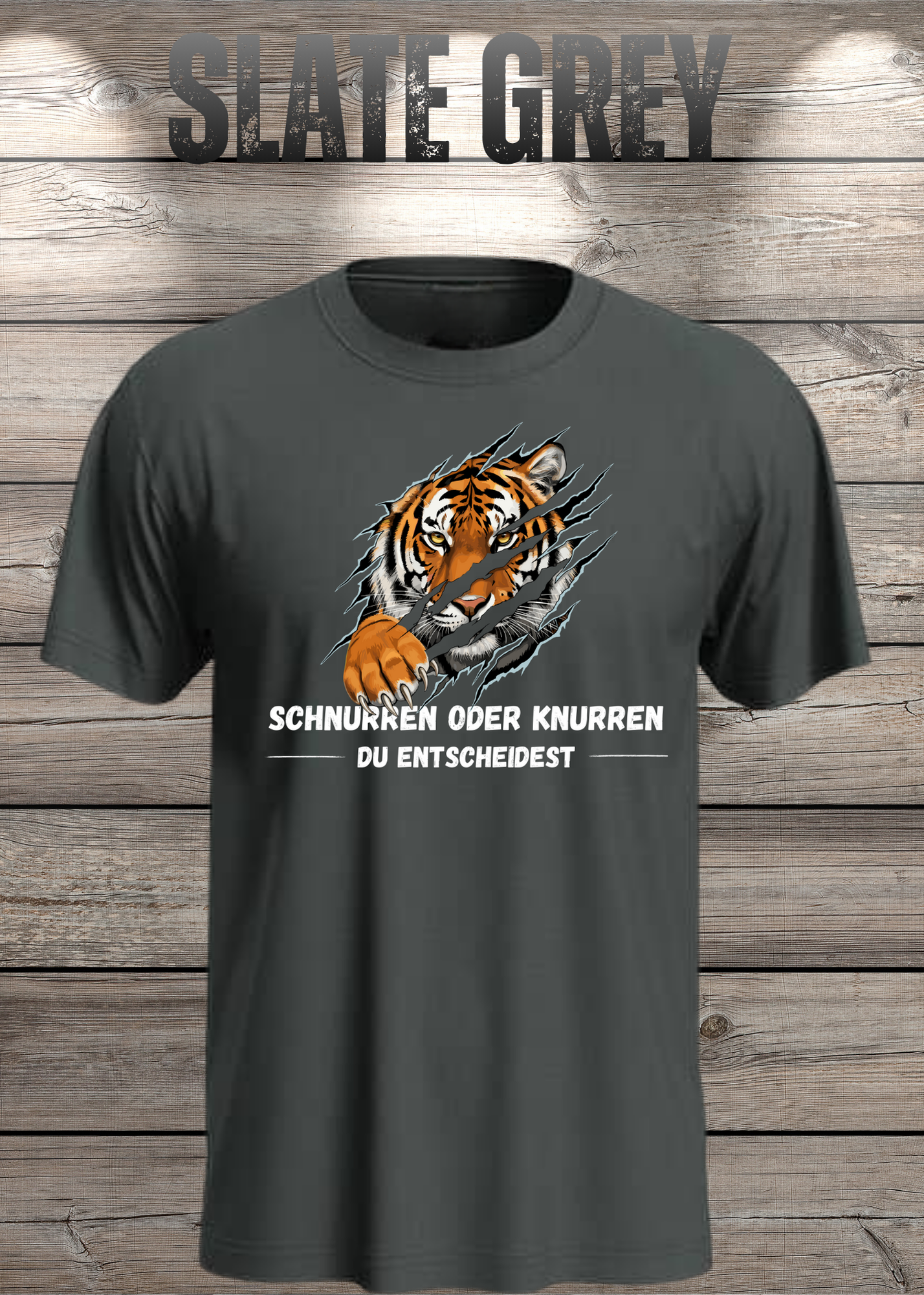 Tiger T-Shirt Unisex - Schnurren oder Knurren Du Entscheidest - Lustiges Raubtier-Shirt
