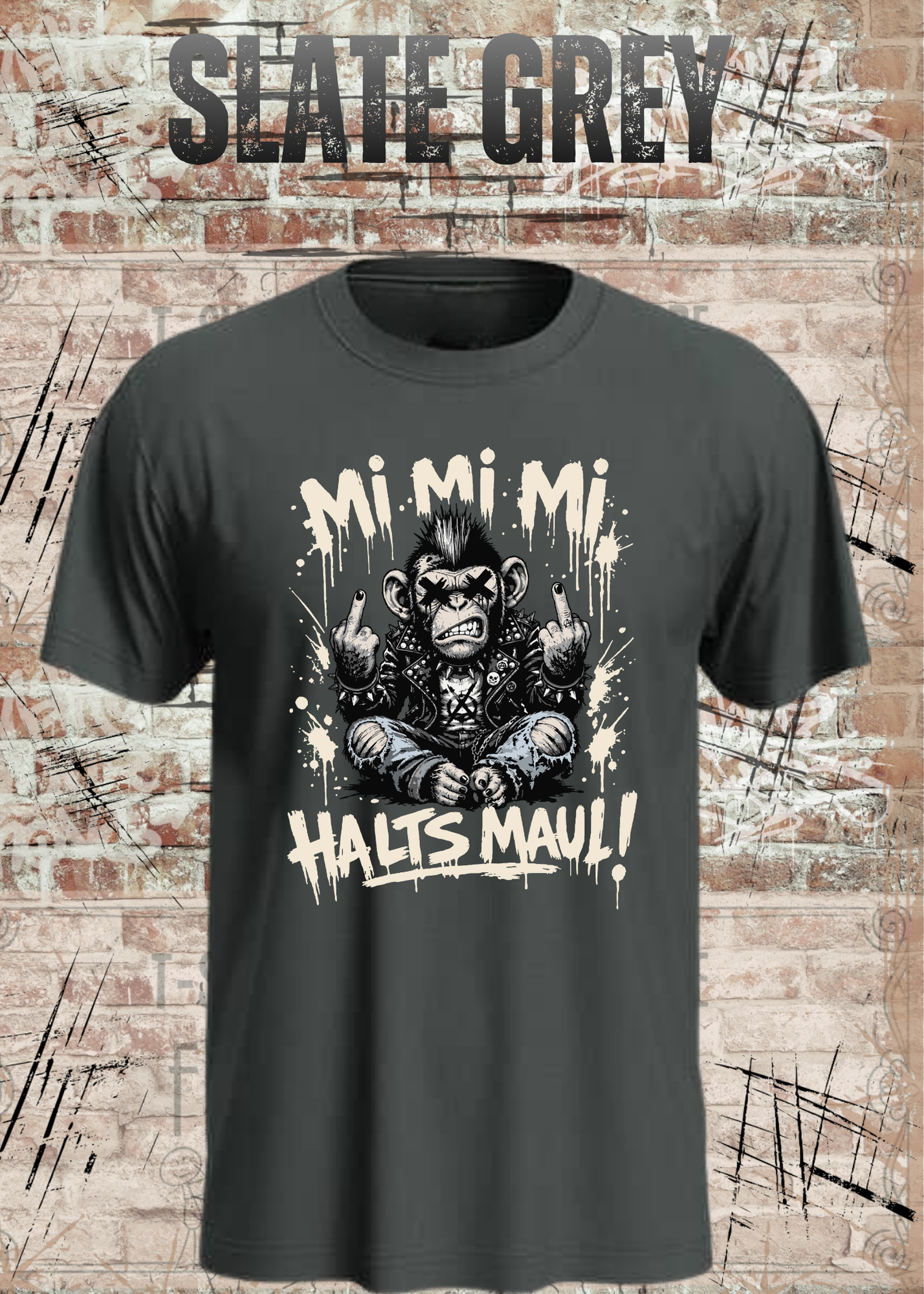Mi Mi Mi Halt’s Maul Affe T-Shirt – Freches Punk Statement Shirt