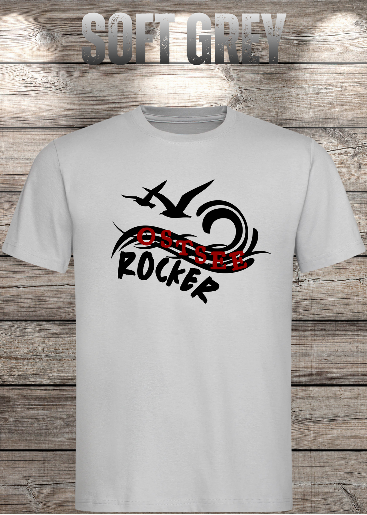 Unisex-T-Shirt „Ostsee Rocker“ in Soft Grey.