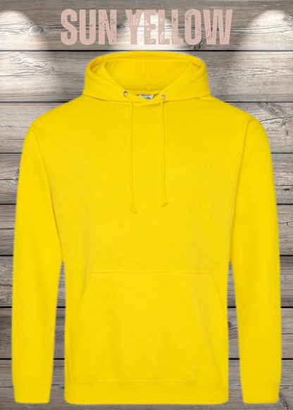 Hoodie Unisex mit Wunschmotiv bedrucken in Sun Yellow.