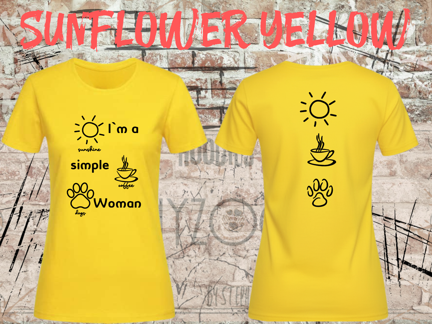 T-Shirt I'm a simple Woman Sunshine Coffee and Dogs Lustige Sprüche Geschenkidee Freizeit viele Farben