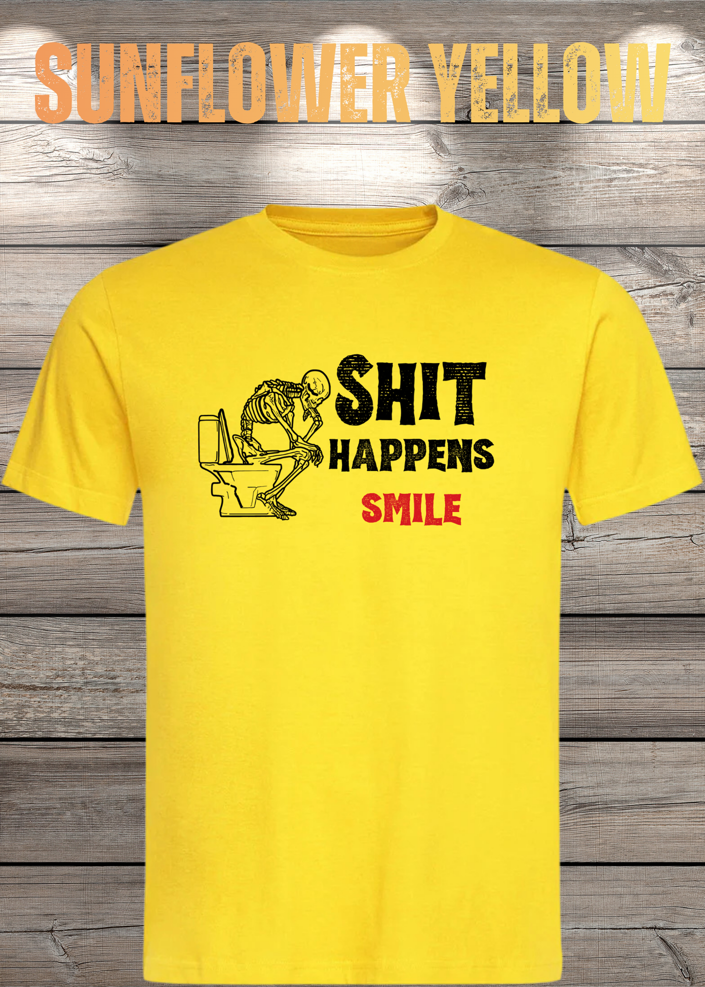 T-Shirt 'Shit happens smile' - Skelett Design - Witziges Spruch T-Shirt Unisex - Geschenkidee