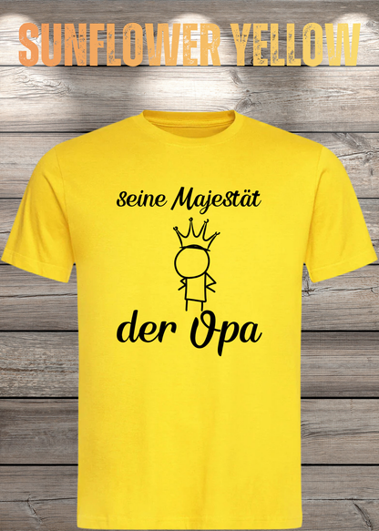 Herren T-Shirt Seine Majestät der Opa in Sunflower Yellow.