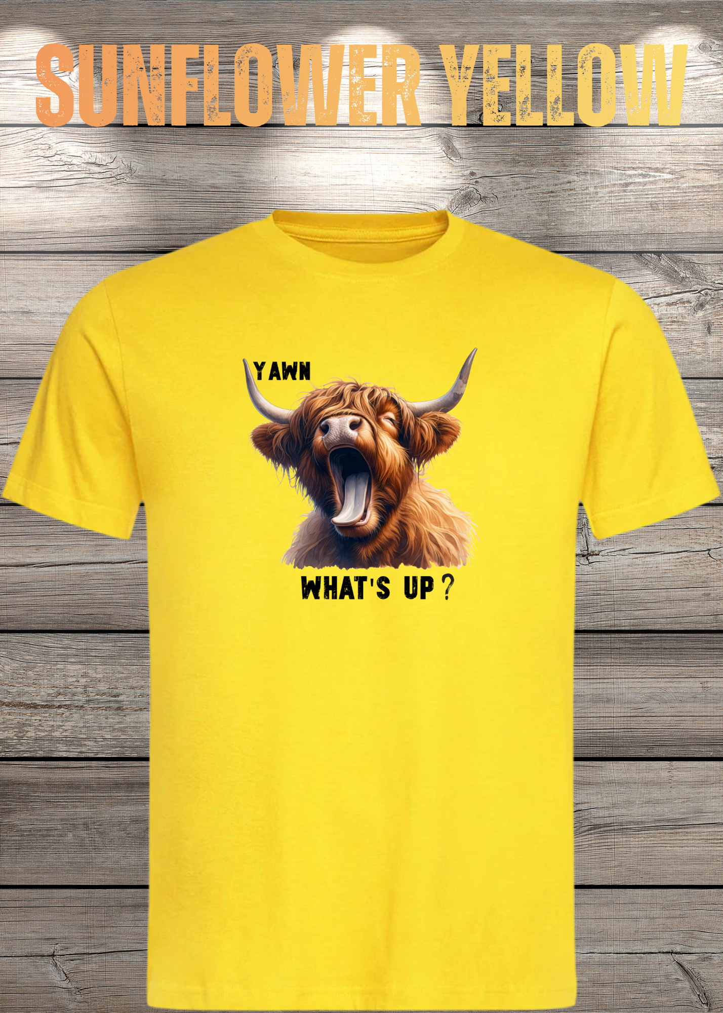 Highland Kuh T-Shirt Yawn, what's up? - Für Professionelle Faulpelze