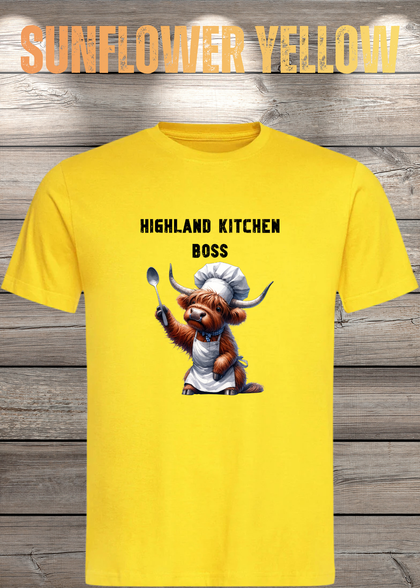 Highland Kuh Unisex T-Shirt Highland Kitchen Boss - Zottel-Chef - Zottel Chefin