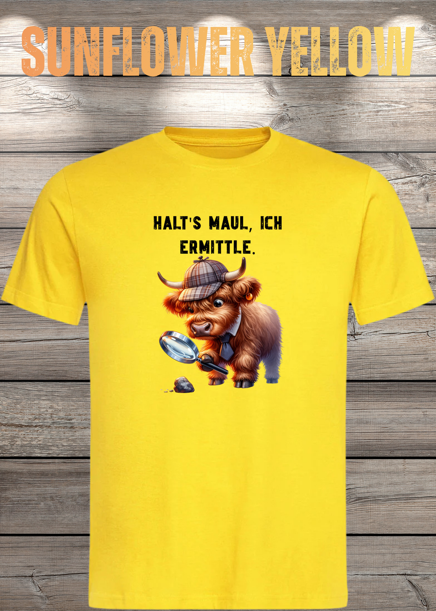 Highland Kuh Unisex T-Shirt - Haltś maul, ich ermittle! - Lustiges Detektiv-Shirt