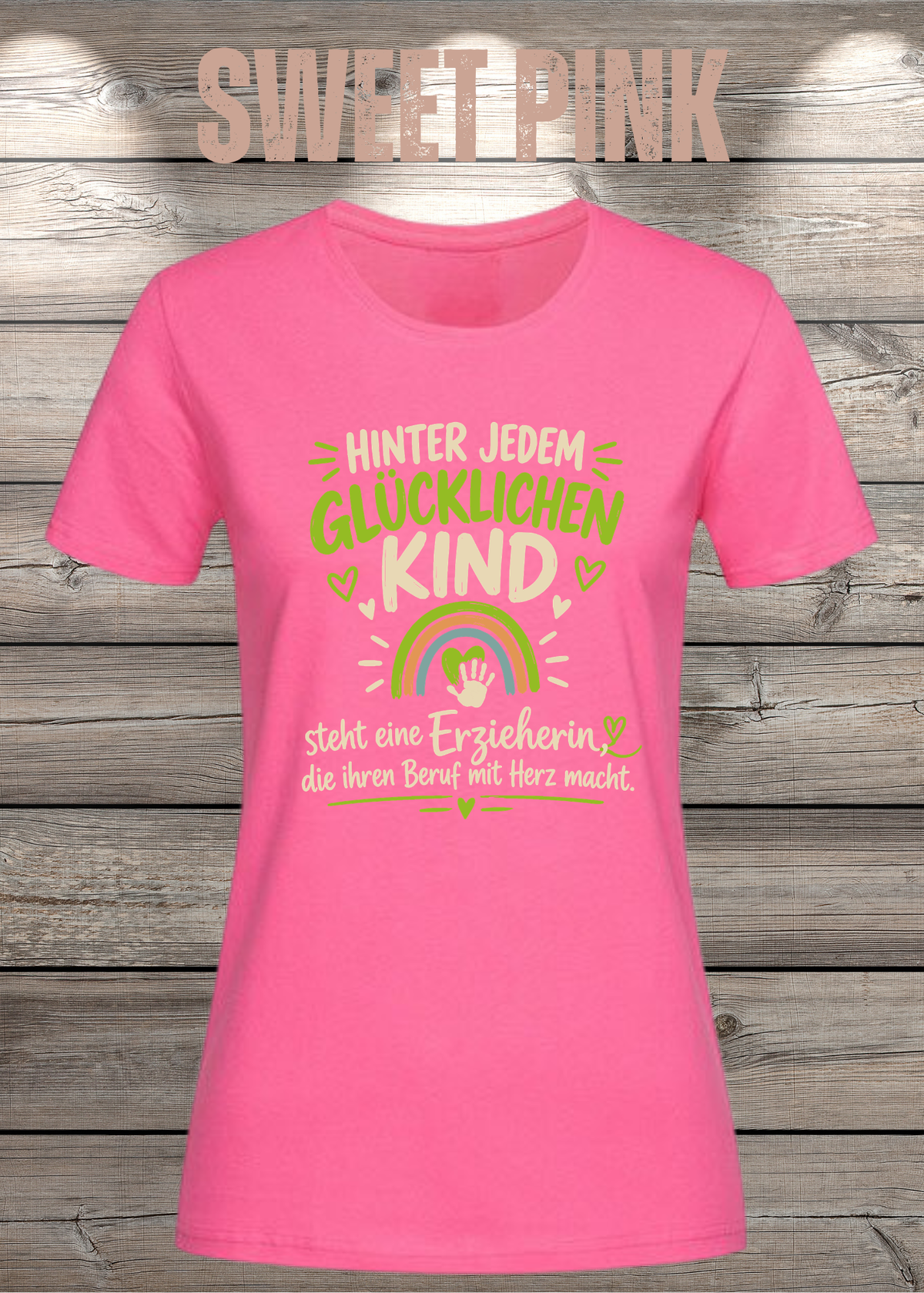 Hinter jedem glücklichen Kind – Erzieherin T-Shirt | FunnyZoom