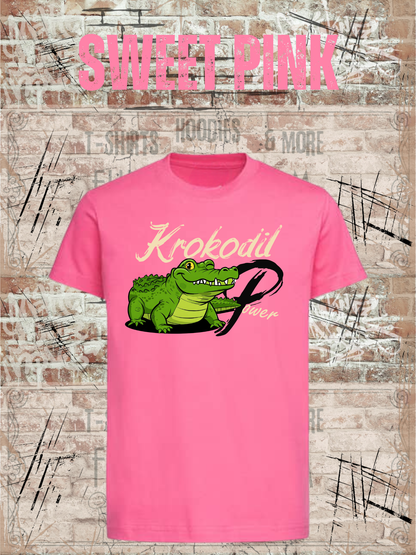 Krokodil Power – Kinder T-Shirt für Jungen & Mädchen in Sweet Pink.
