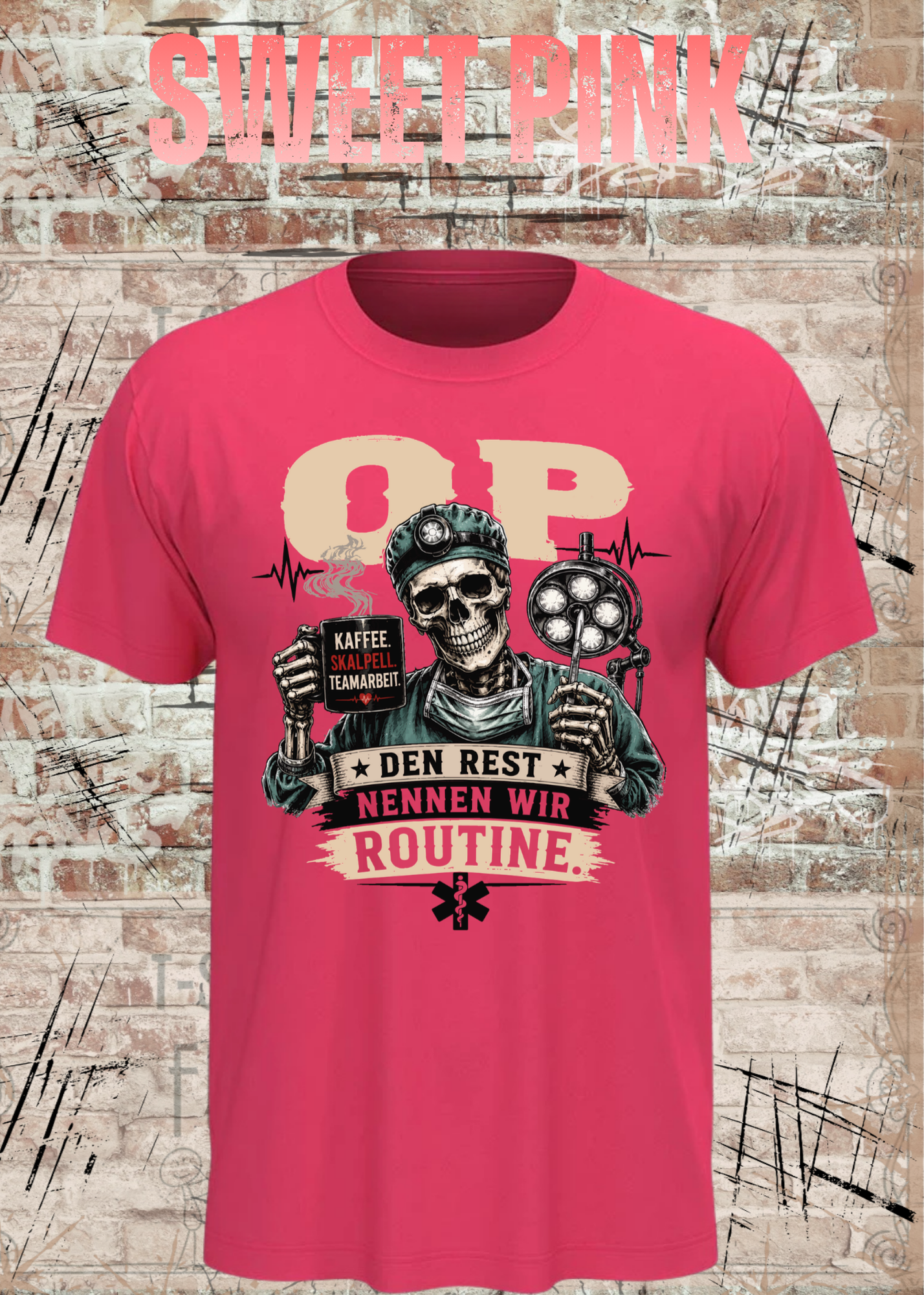 OP T-Shirt „Den Rest nennen wir Routine“ | Skelett Shirt für OP-Team & Medizin