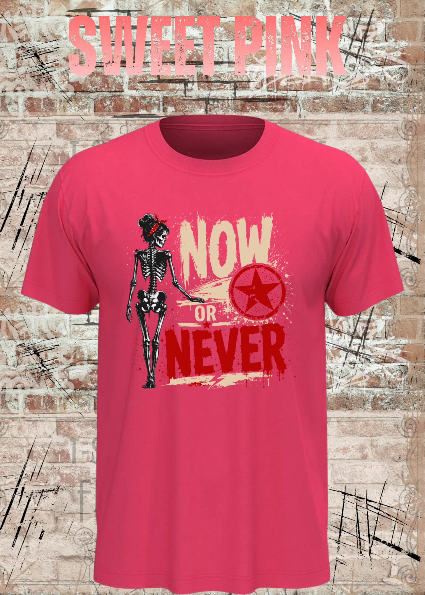 Now or Never Shirt – Rockiges Unisex T-Shirt mit Totenkopf & Vintage Grunge Design