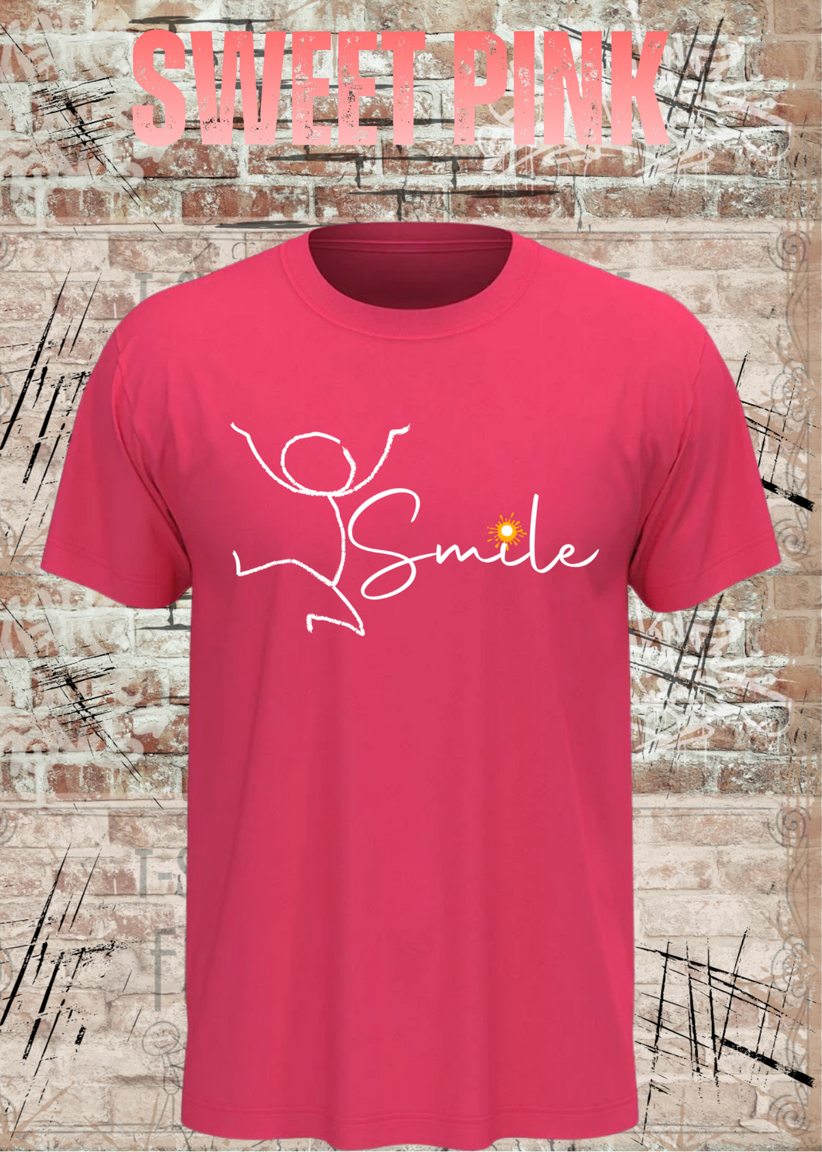 Smile Shirt – Minimalistisches Unisex T-Shirt mit Positive Vibes Design in Sweet Pink.