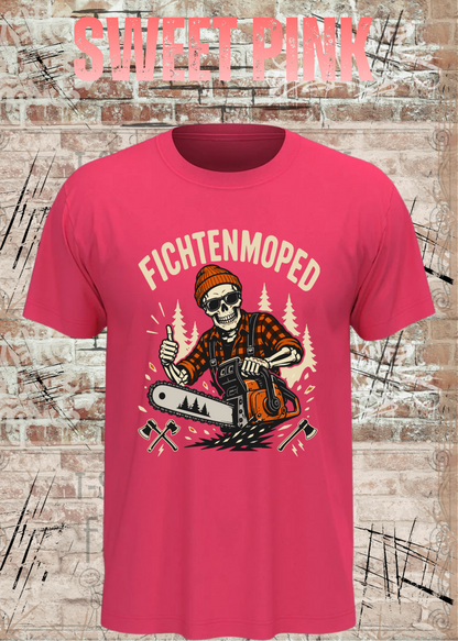 Herren-T-Shirt „Fichtenmoped“ in Sweet Pink.