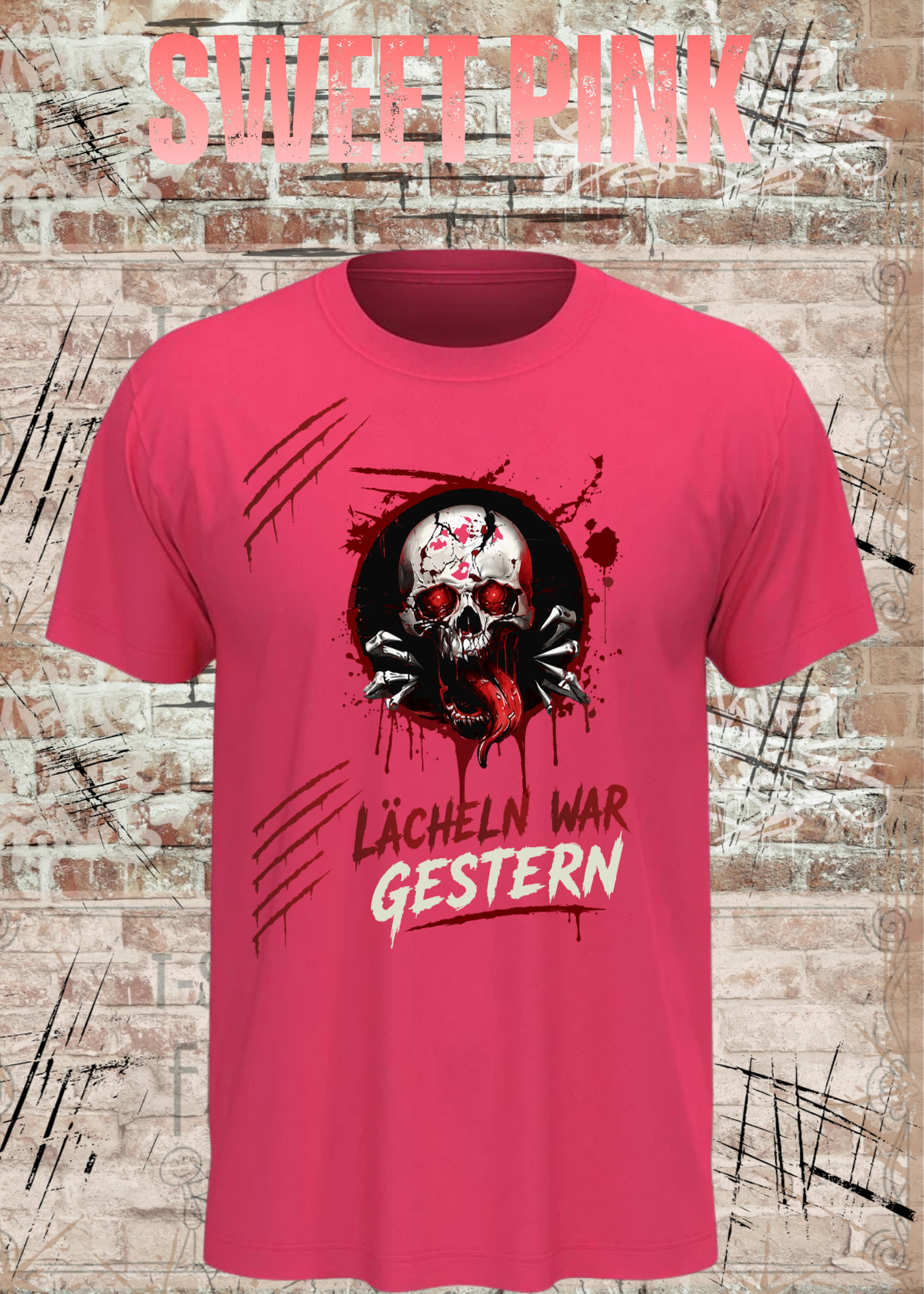 Rock & Metal T-Shirt "Lächeln war gestern" | Totenkopf Horror Shirt | Gothic Unisex
