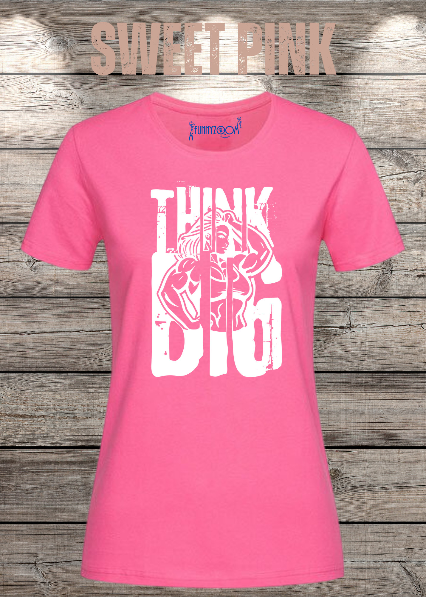 Damen T-Shirt Think Big Motivations-Shirt mit Spruch | Bodybuilder Geschenkidee