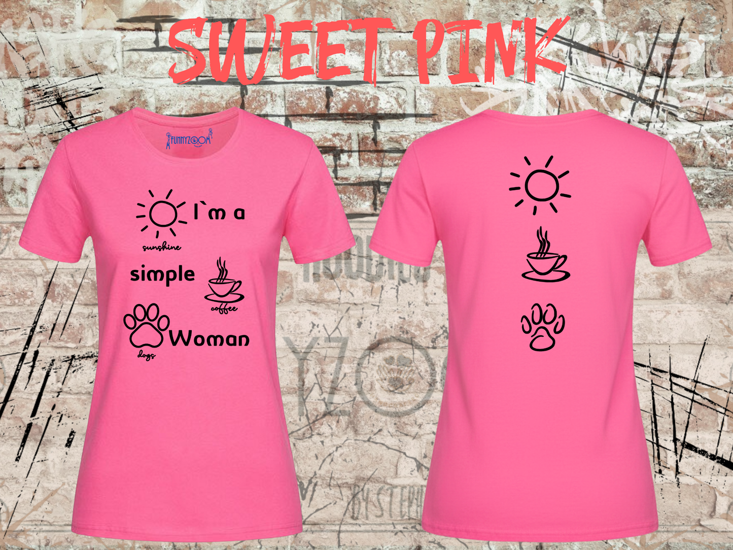 T-Shirt I'm a simple Woman Sunshine Coffee and Dogs Lustige Sprüche Geschenkidee Freizeit viele Farben