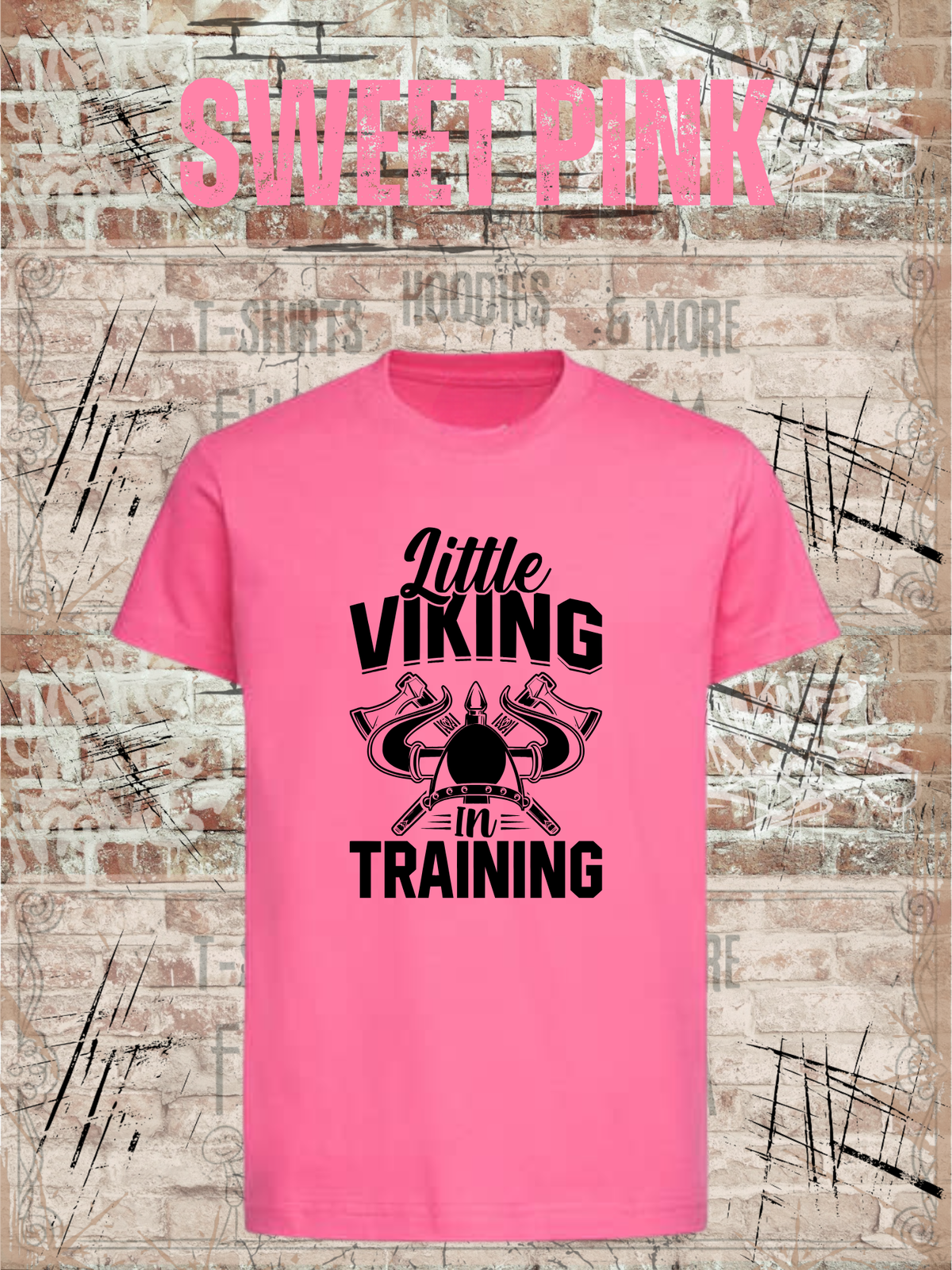 Kinder T-Shirt Little Viking in Training in Sweet Pink.