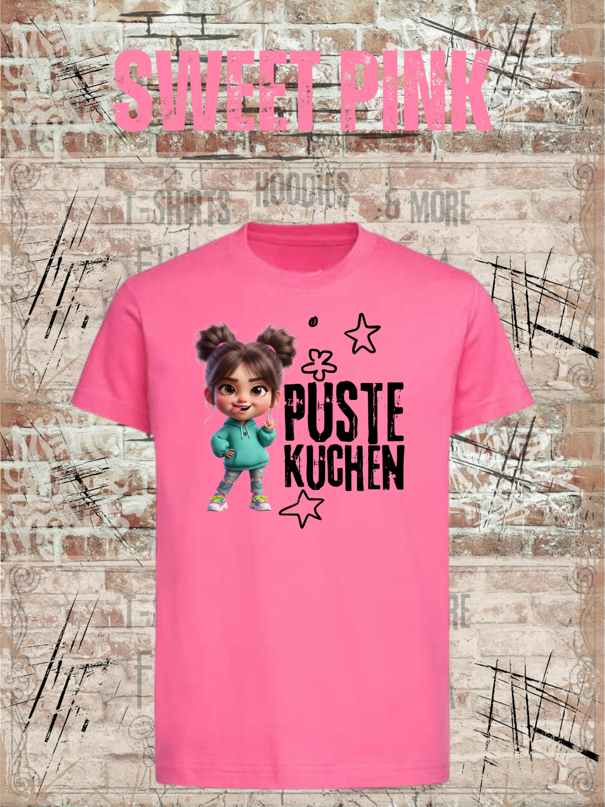 Kinder-T-Shirt „Pustekuchen!“ in Sweet Pink.