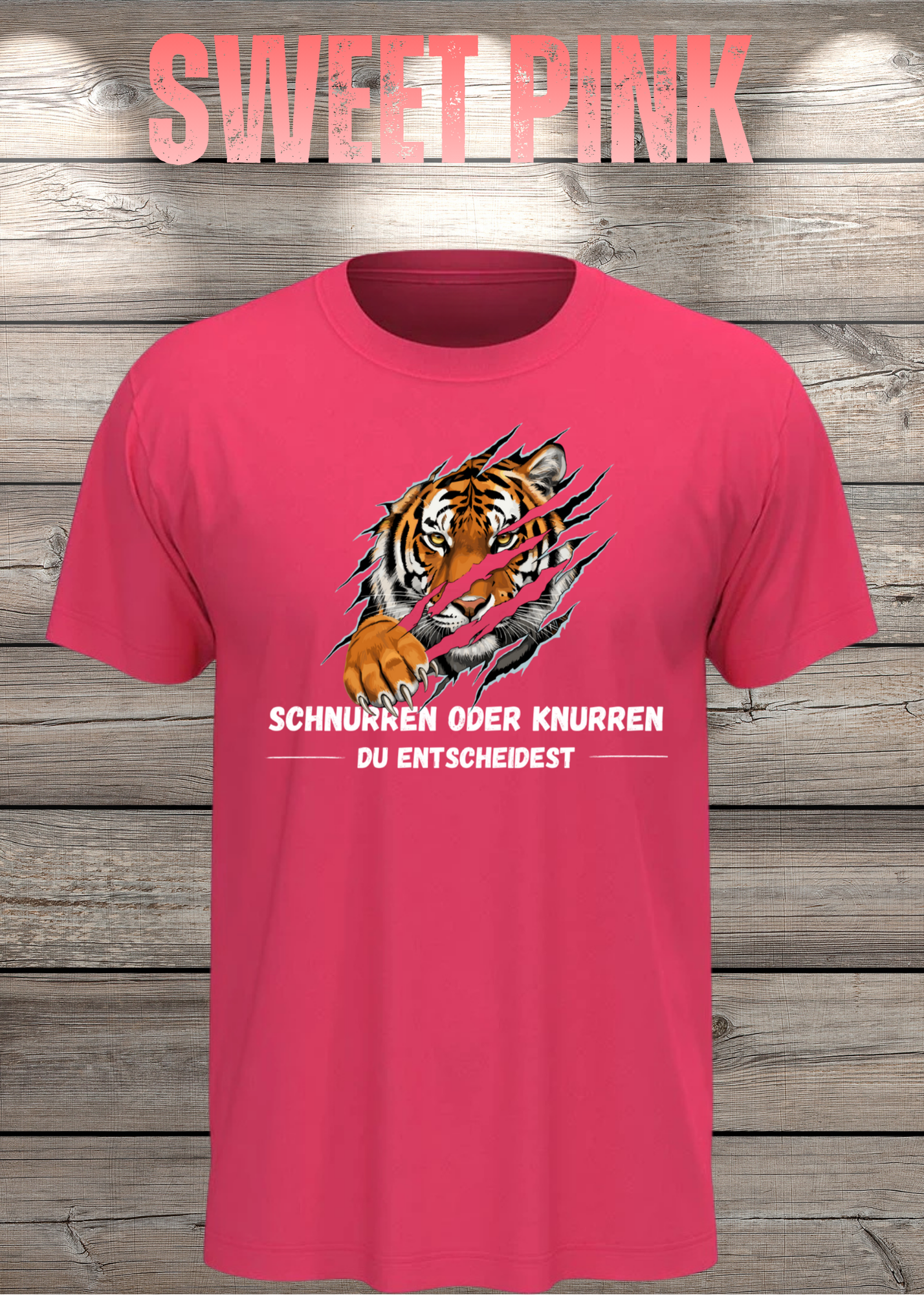 Tiger T-Shirt Unisex - Schnurren oder Knurren Du Entscheidest - Lustiges Raubtier-Shirt
