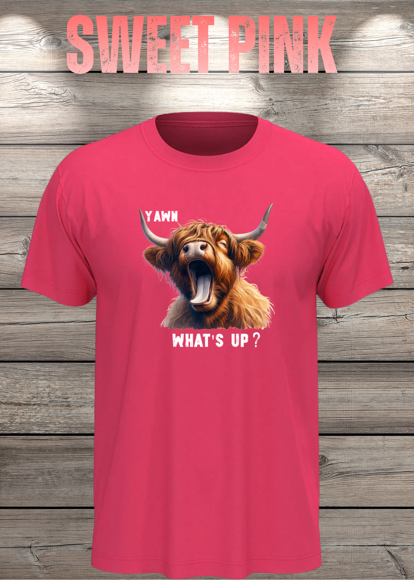 Highland Kuh T-Shirt Yawn, what's up? - Für Professionelle Faulpelze