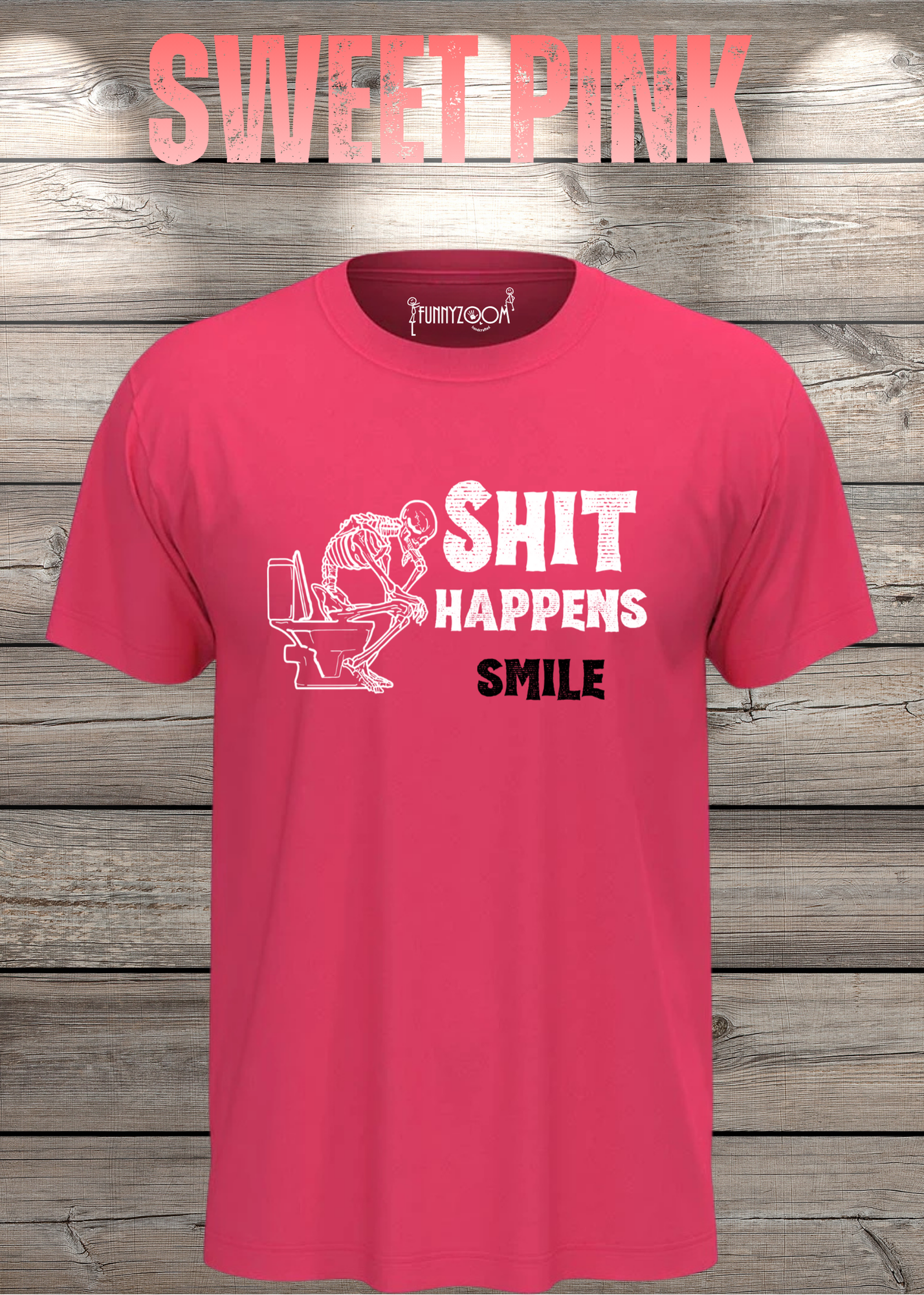 T-Shirt 'Shit happens smile' - Skelett Design - Witziges Spruch T-Shirt Unisex - Geschenkidee