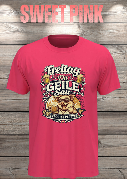 Freitag T-Shirt -Lustiger Spruch für Wochenende & Party / Wochenende in Sweet Pink.