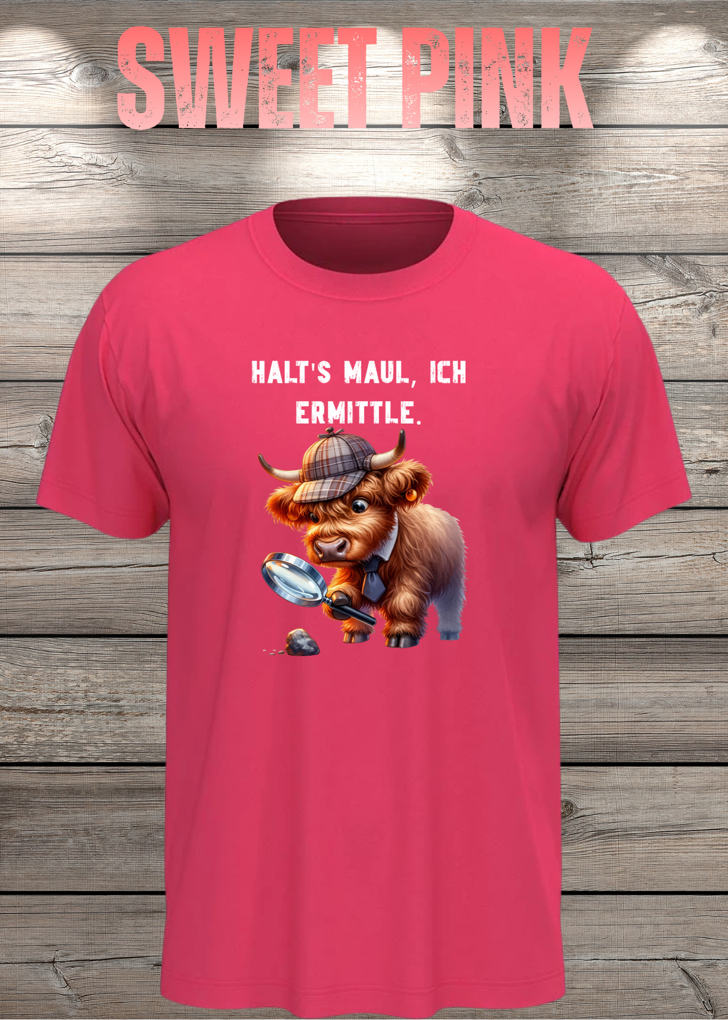 Highland Kuh Unisex T-Shirt - Haltś maul, ich ermittle! - Lustiges Detektiv-Shirt