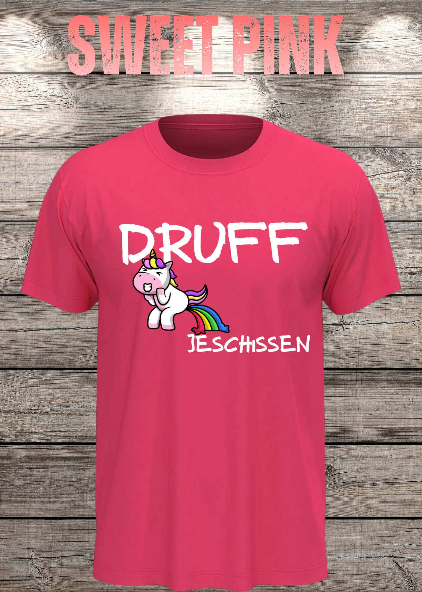 T-Shirt Druff jeschissen Einhorn - Lustige Sprüche Geschenkidee Geburtstag Freizeit Unisex