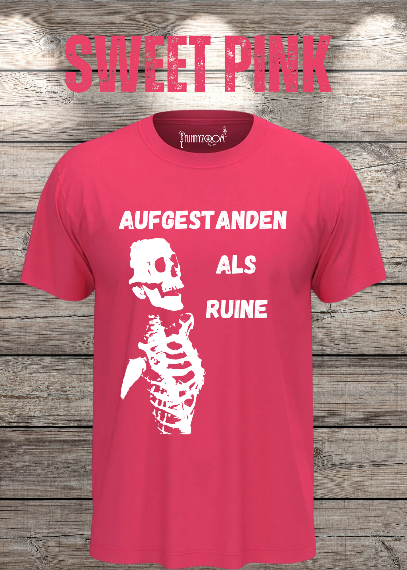 Aufgestanden als Ruine T-Shirt – Lustiges Skelett Shirt für Morgenmuffel
