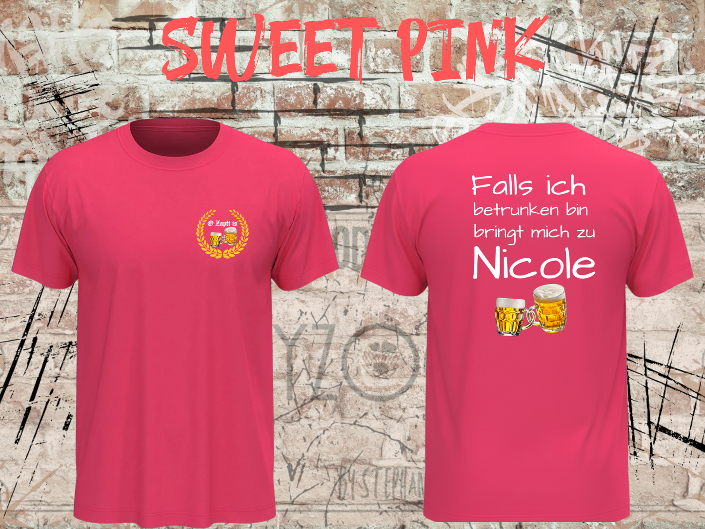 Personalisiertes Partner T-Shirt – Falls ich betrunken bin bringt mich zu (Name) – Lustiges Geschenk für Paare