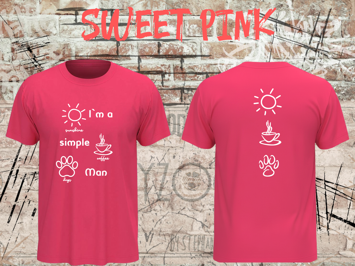 Herren T-Shirt I'm a simple Man Kaffee Sonnenschein Hunde Witziges Statement Shirt Lustiges Geschenk