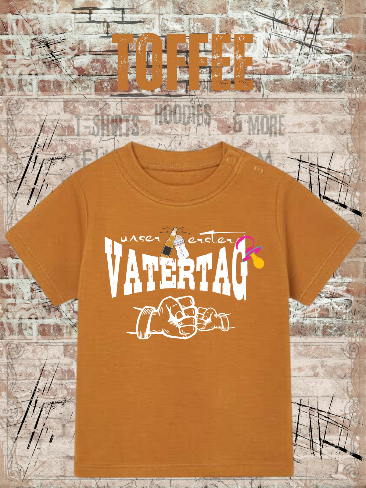 Baby Maedchen T-Shirt Unser erster Vatertag Suesse in Toffee.