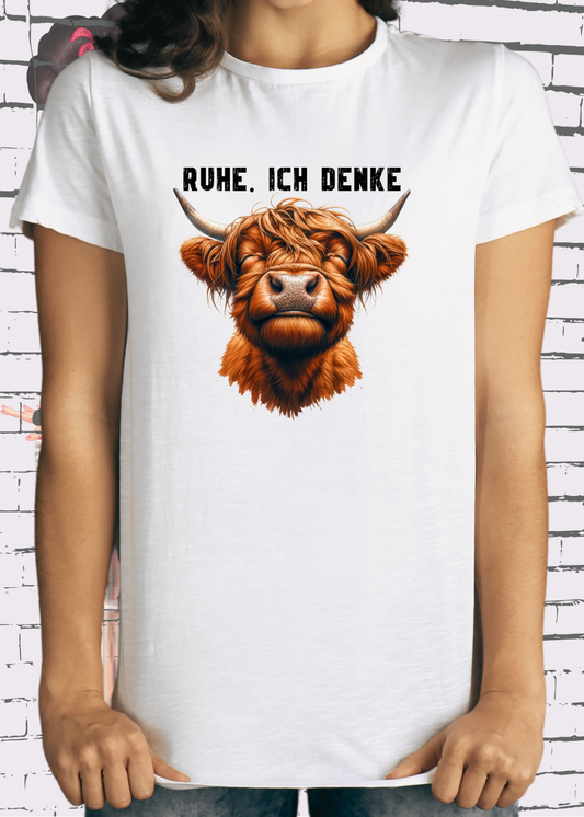 🐄 Highland Kuh Unisex T-Shirt - Ruhe! Ich denke... 😴🧠