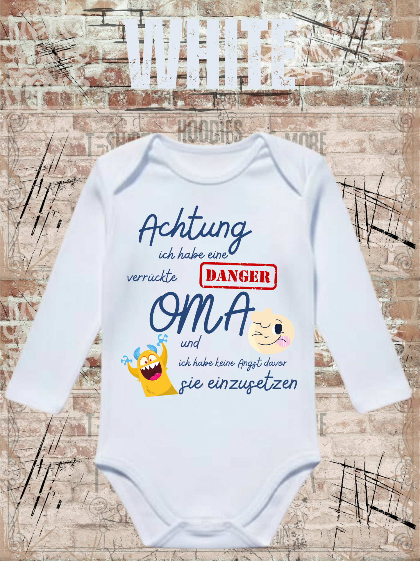 Baby Body 'Achtung verrückte Oma' - Lustiger Spruch | Geschenk Geburt & Geburtstag