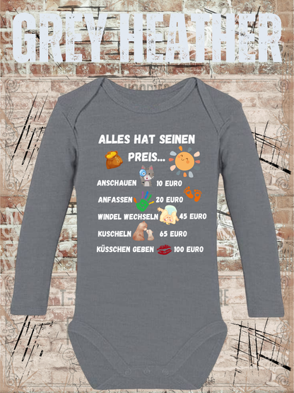 Baby Body Langarm Alles Hat Seinen Preis | Lustiger Babybody zur Geburt | Geschenk für Jungen & Mädchen