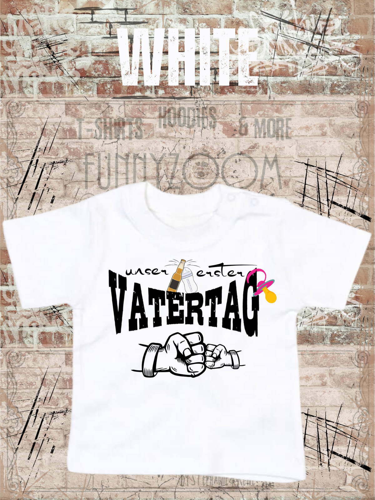 Baby Maedchen T-Shirt Unser erster Vatertag Suesse in White.