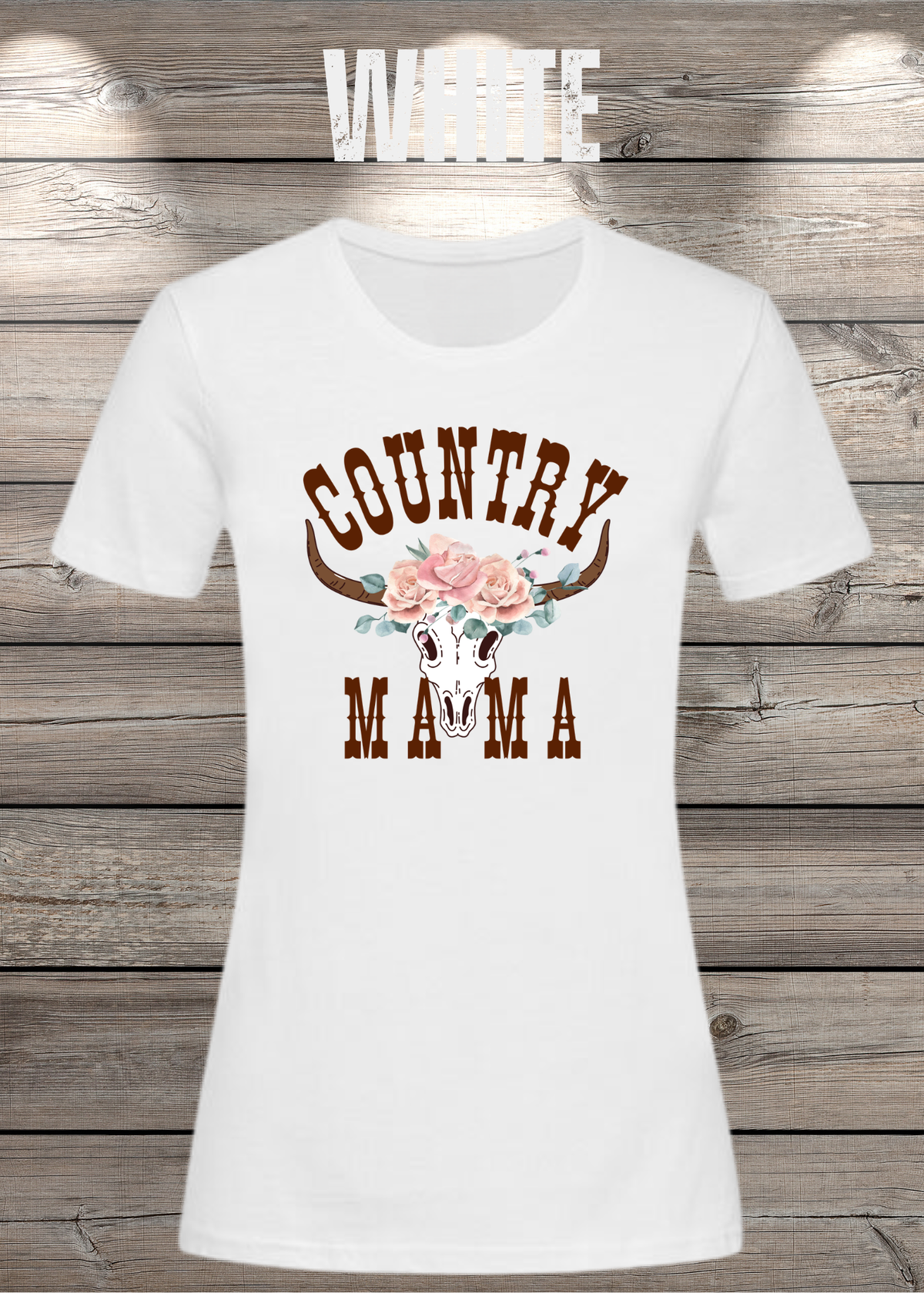 Country Mama T-Shirt – Freizeit Spruch Shirt für Damen in White.