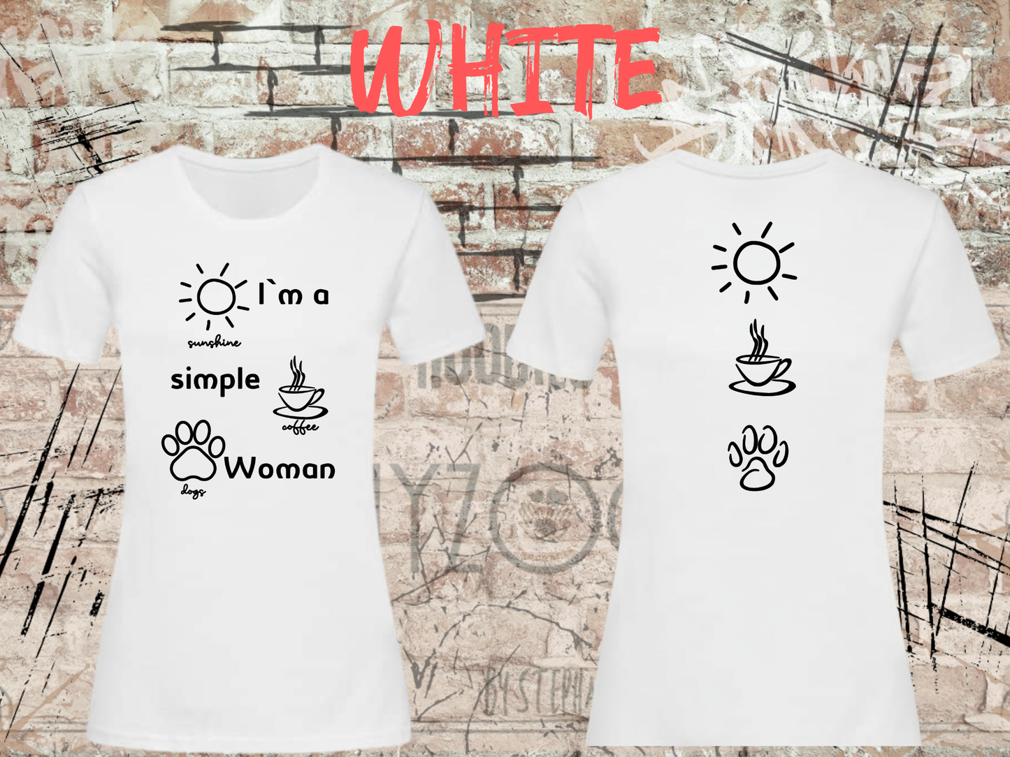 T-Shirt I'm a simple Woman Sunshine Coffee and Dogs Lustige Sprüche Geschenkidee Freizeit viele Farben