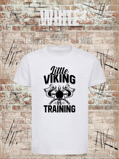 Kinder T-Shirt Little Viking in Training in White.