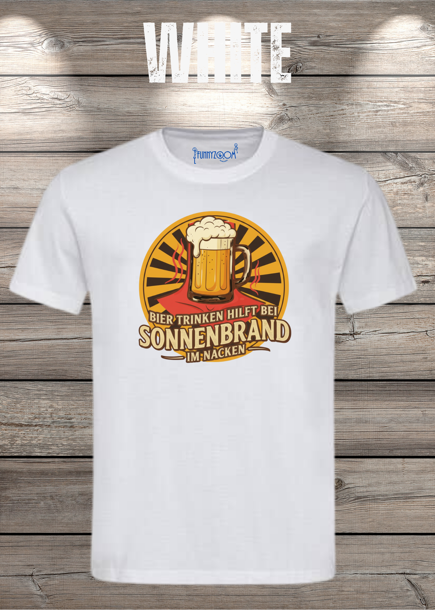 White T Shirt Bier Trinken hilft bei Sonnenbrand im Nacken