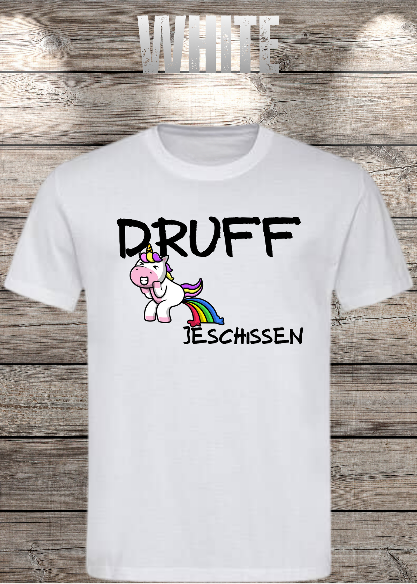 T-Shirt Druff jeschissen Einhorn - Lustige Sprüche Geschenkidee Geburtstag Freizeit Unisex