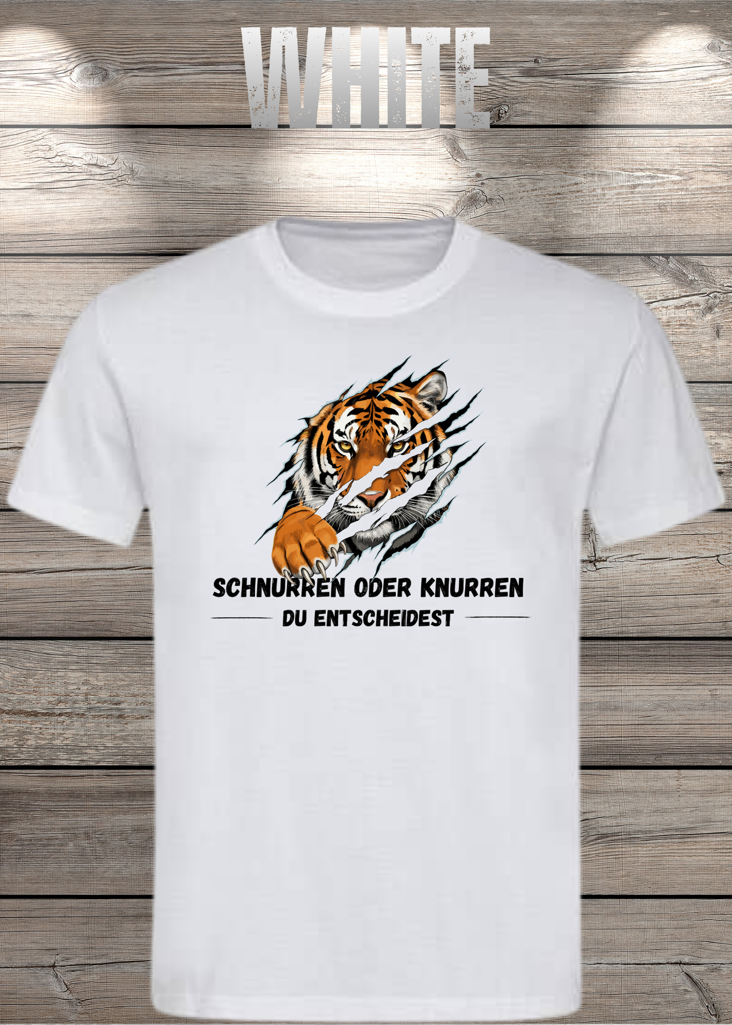 Tiger T-Shirt Unisex - Schnurren oder Knurren Du Entscheidest - Lustiges Raubtier-Shirt