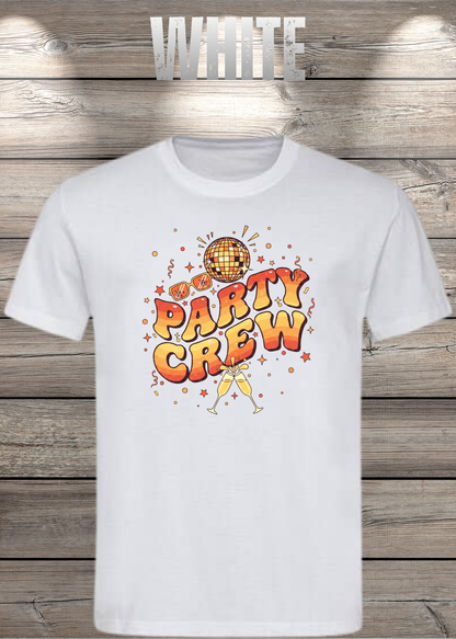 Unisex-T-Shirt „Party Crew“ in White.