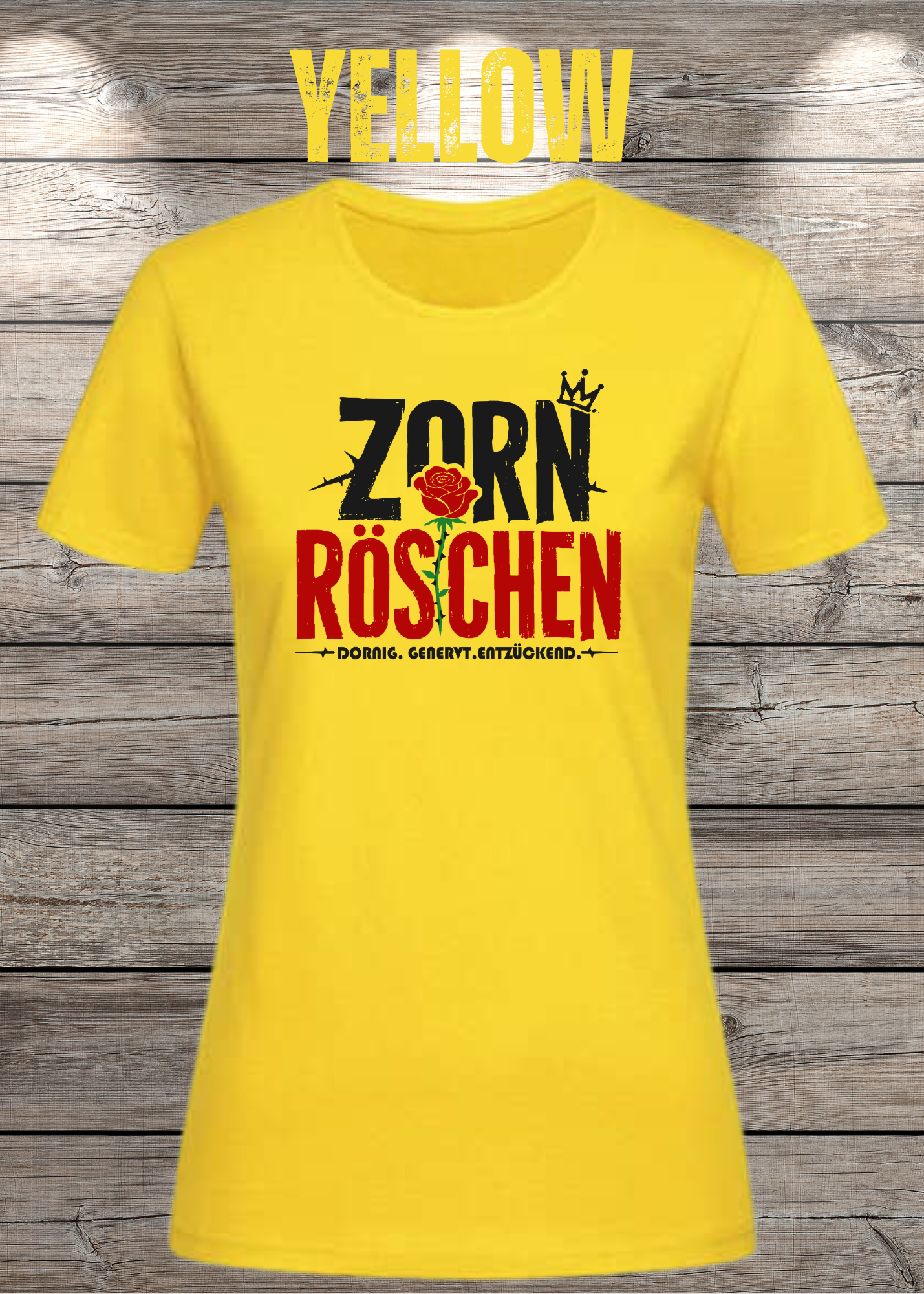 Zorn Röschen – Rockiges Damen T-Shirt mit Rose