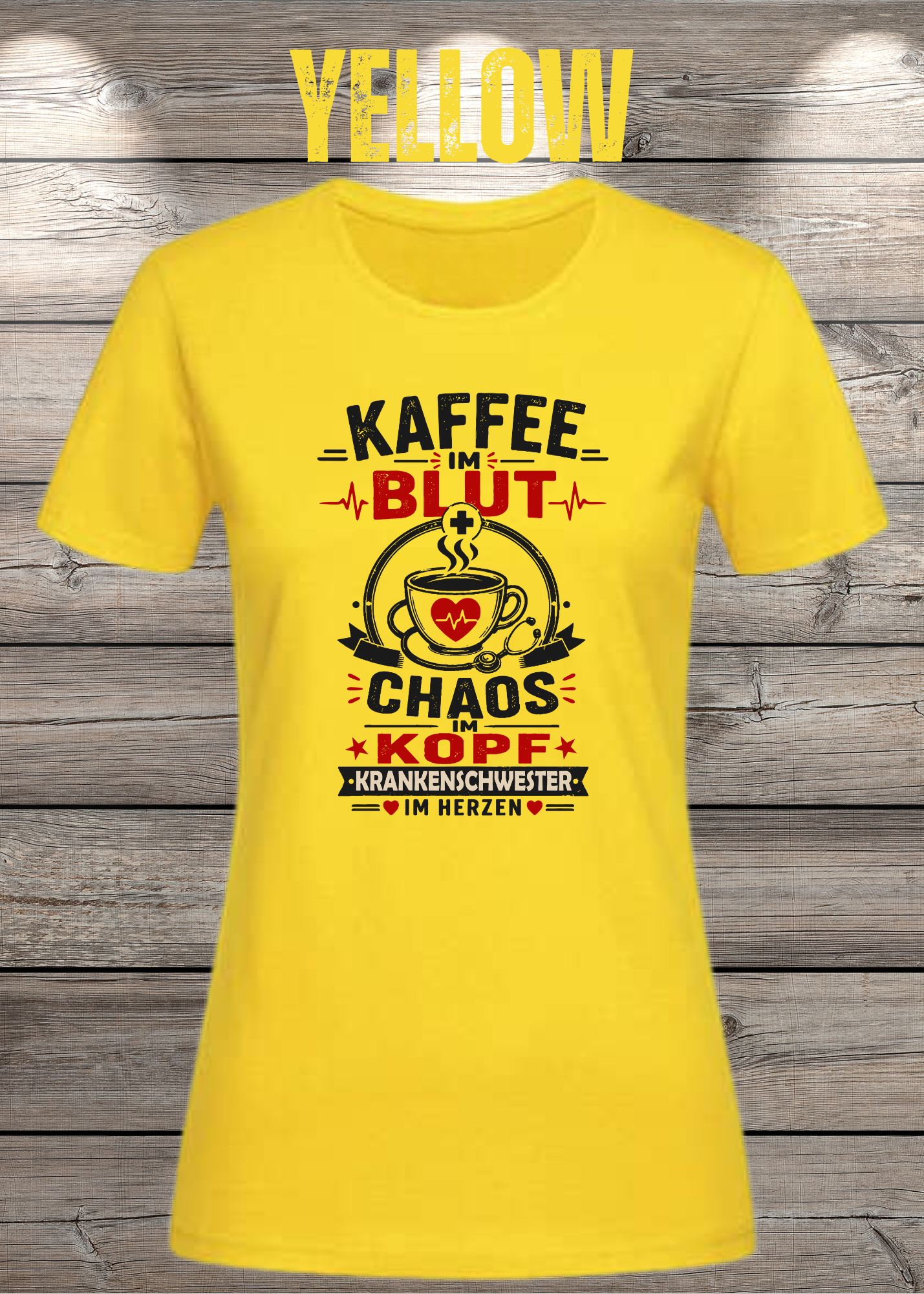 Krankenschwester T-Shirt – Kaffee im Blut, Chaos im Kopf