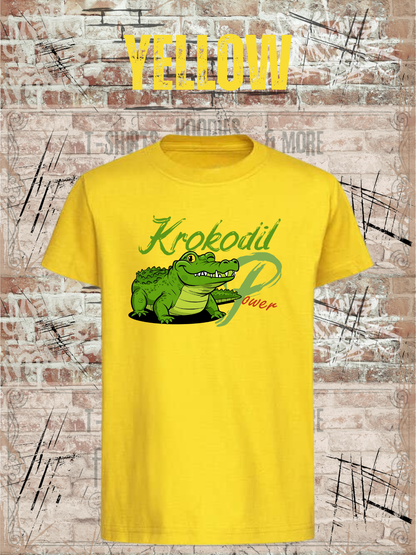 Krokodil Power – Kinder T-Shirt für Jungen & Mädchen in Yellow.
