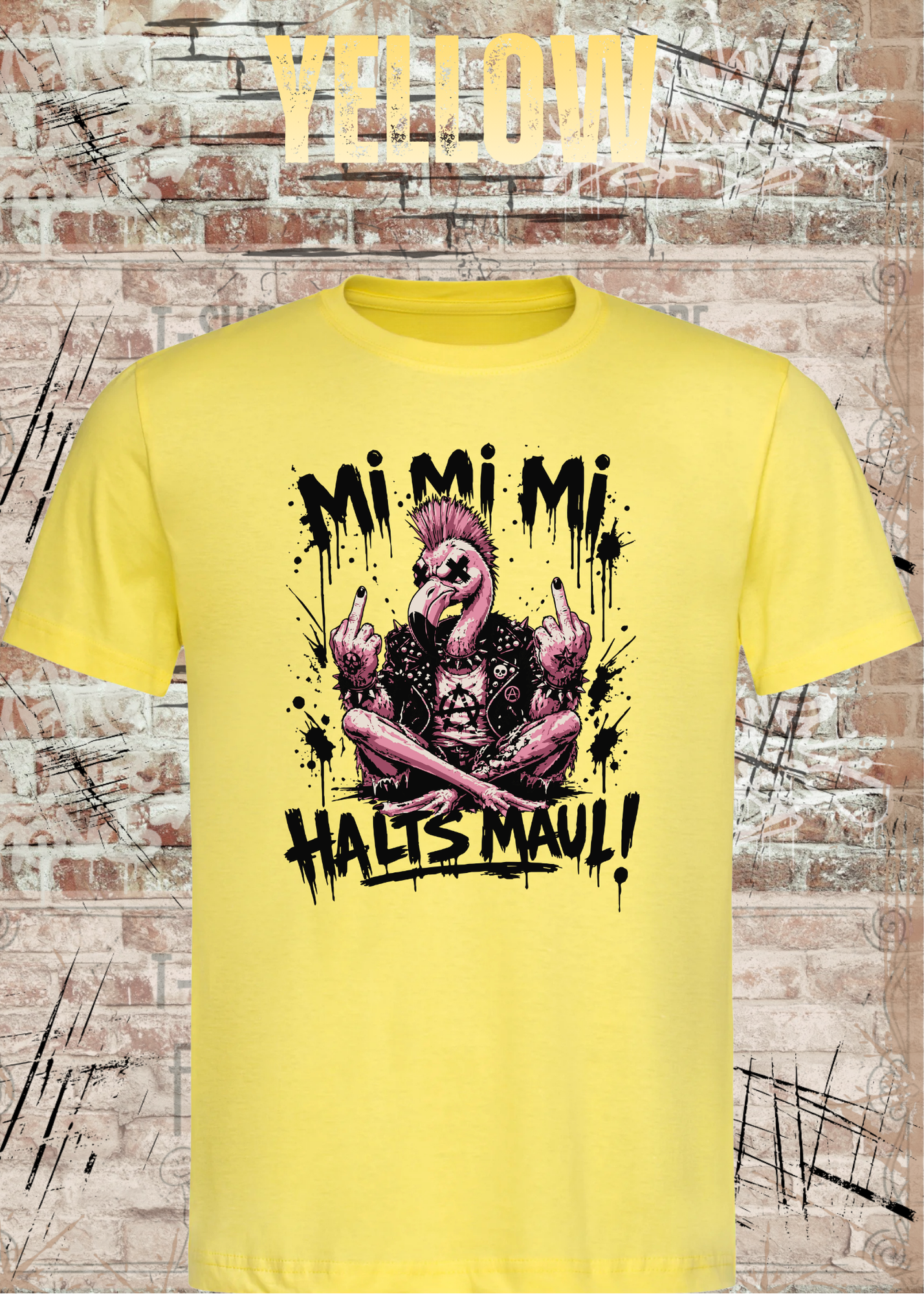 Mi Mi Mi Halt’s Maul Flamingo T-Shirt – Freches Punk Statement Shirt
