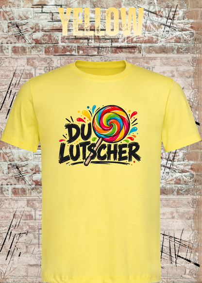 Unisex-T-Shirt „Du Lutscher“ in Yellow.
